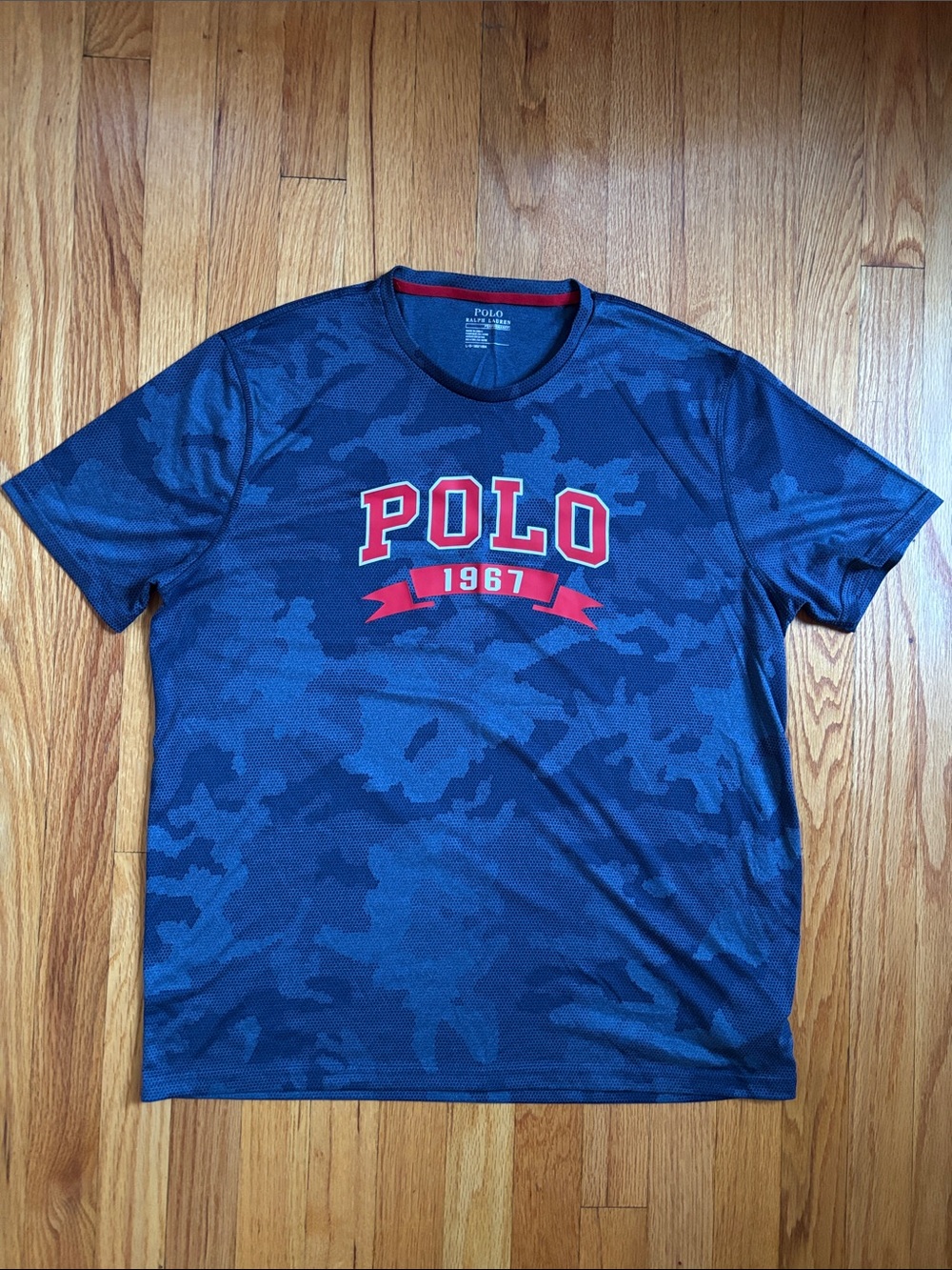 Polo Ralph Lauren Blue Camo Performance Short Sleeve Shirt Large